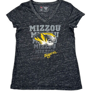 Campus Heritage Juniors X-Large Black Missouri Tigers V-Neck Short Sleeve Tee